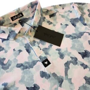 NWT Bad Birdie Core Polo Mirage Oasis Camo Tie Dye Golf Athletic Shirt Mens sz L